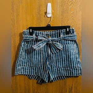 American Eagle Outfitters Blue and White Striped Jean Shorts